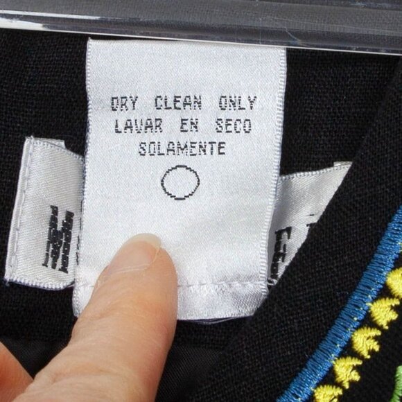 Vintage Megan Lee Womens Floral Embroidered Linen Blend Maxi Dress Size 12 Black - Picture 5 of 10